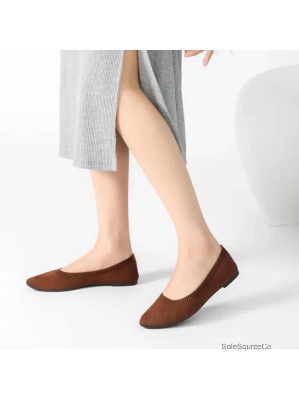 Women's Ballet Flats Mesh Pointed Toe Slip On Dress Shoes Breathable Knit